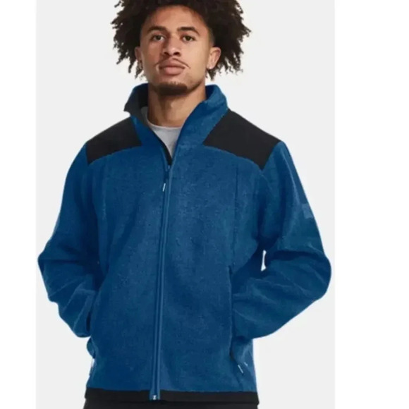 Under Armour Varsity Blue and Black Fleece Men's UA Mission Jacket Size Large